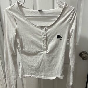 SHEIN White Buttoned Long Sleeve Top